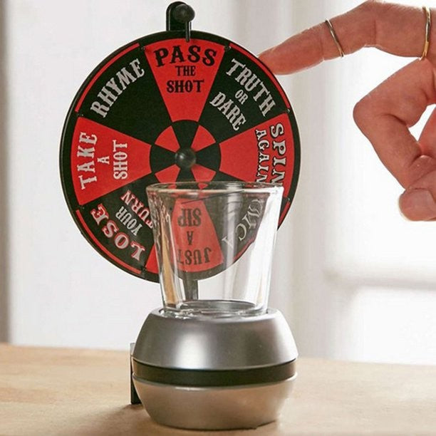 Joc roata cu shoturi Vivimall, pentru petrecere, 16 x 10 x 7 cm, pahar inclus - vivimall.ro