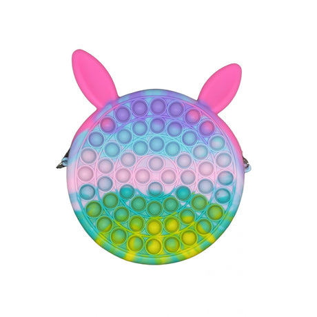 Jucarie antistres din silicon Flippy, Geanta Pop It, 16 cm, Iepuras, Macarons - vivimall.ro