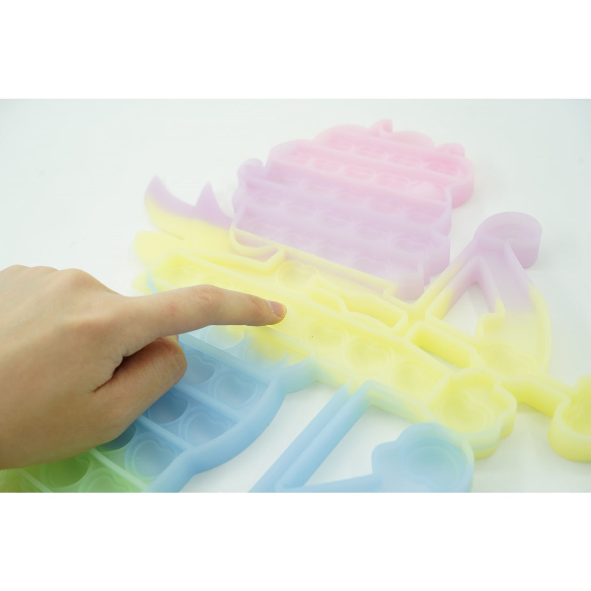 Jucarie antistres din silicon Vivimall, Pop it Now and Flip It , 40x45 cm, Cupidon, Fosforescent, Multicolor - vivimall.ro