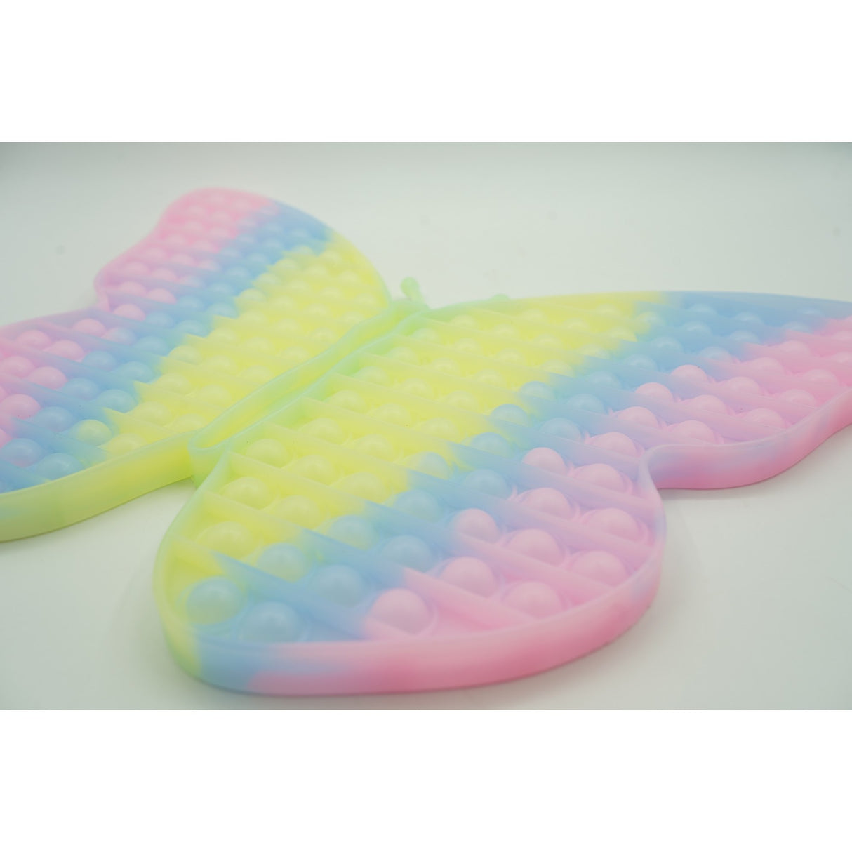 Jucarie antistres din silicon Vivimall®, Pop it Now and Flip It, Fluture, 30 cm, Fosforescent, Multicolor - vivimall.ro