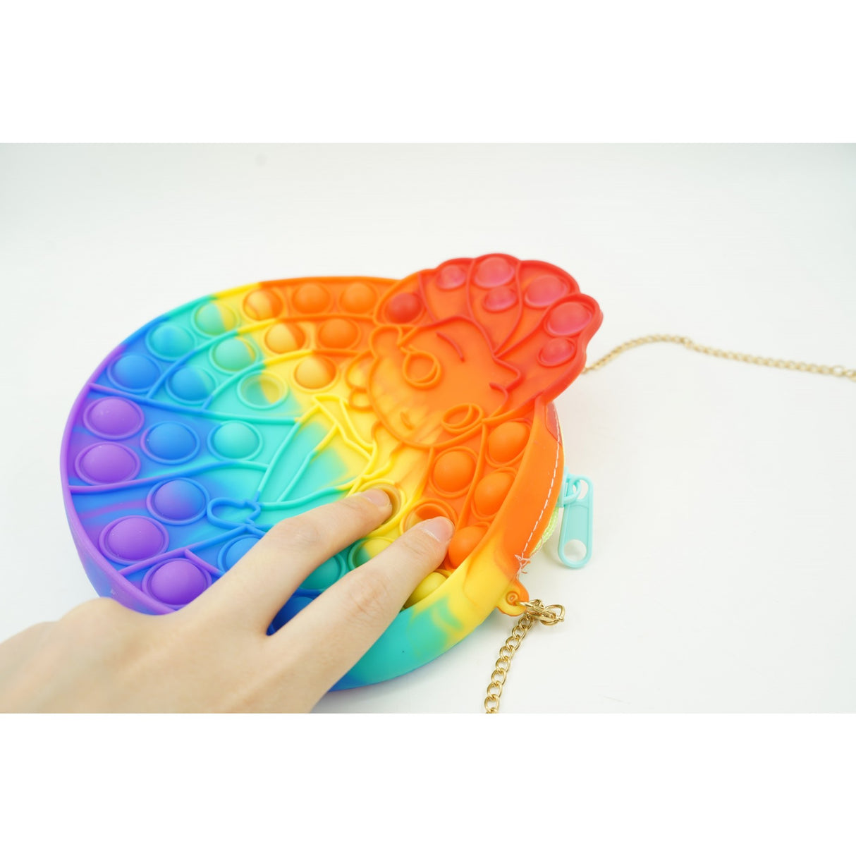 Jucarie antistres din silicon, Flippy, Pop It Now and Flip It, Geanta de umar, Mica printesa Elsa, Multicolor - vivimall.ro