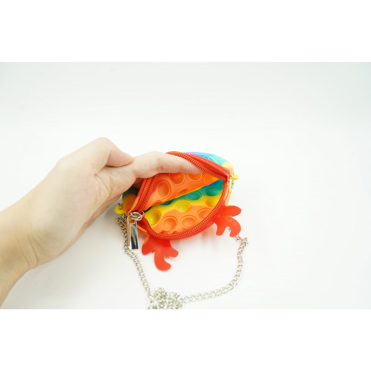 Jucarie antistres din silicon Flippy, Pop it Now and Flip It ,Mini Geanta, Ren, 6 cm, Curcubeu - vivimall.ro