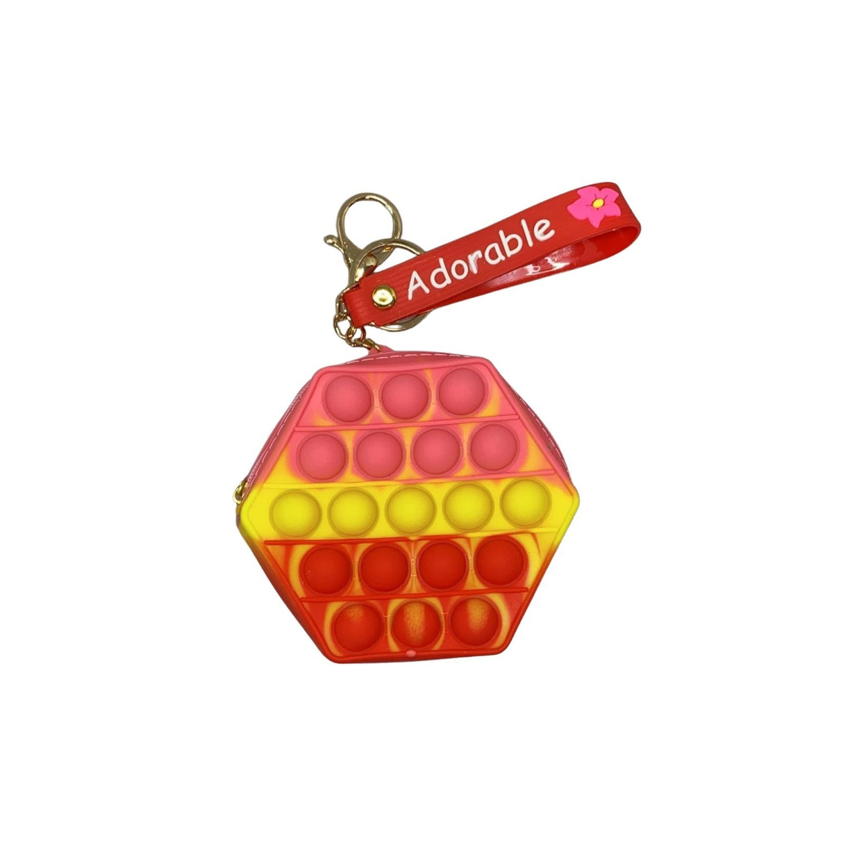 Jucarie antistres din silicon, Flippy, Pop It Now and Flip It, Portofel hexagon, Rosu/Roz - vivimall.ro