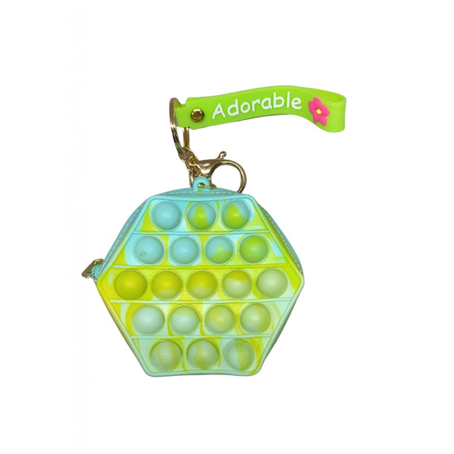 Jucarie antistres din silicon, Flippy, Pop It Now and Flip It, Portofel hexagon, Verde/Bleu - vivimall.ro