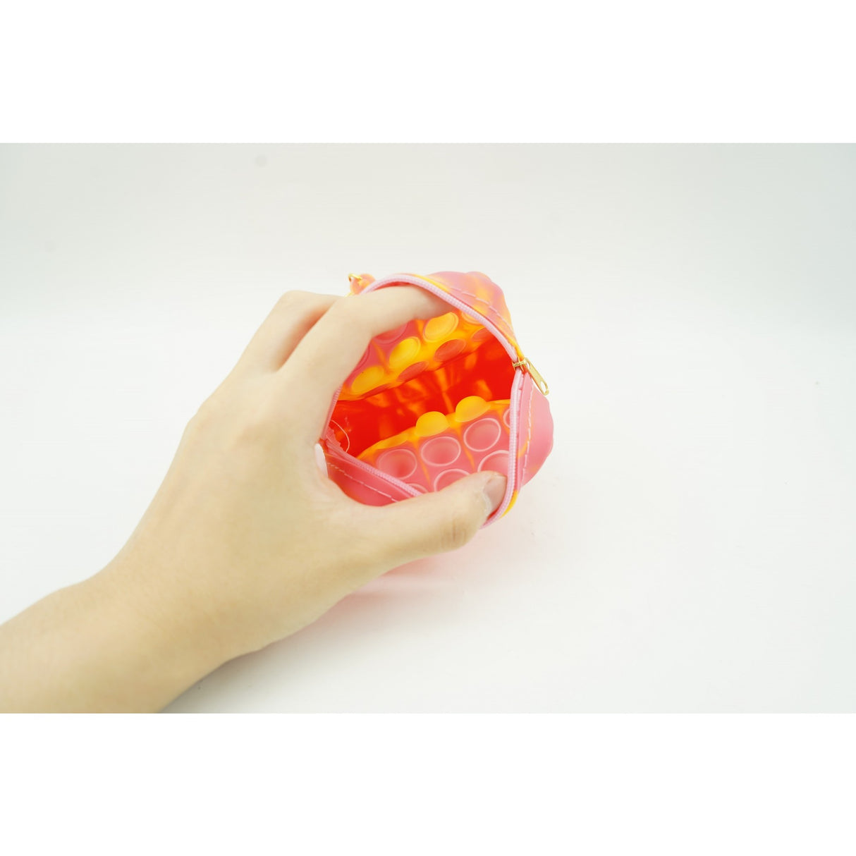 Jucarie antistres din silicon, Flippy, Pop It Now and Flip It, Portofel patrat, Rosu/Roz - vivimall.ro