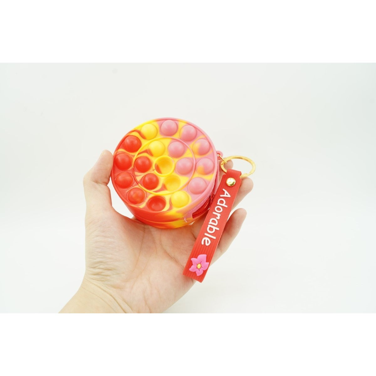 Jucarie antistres din silicon, Flippy, Pop It Now and Flip It, Portofel rotund, Rosu/Galben - vivimall.ro