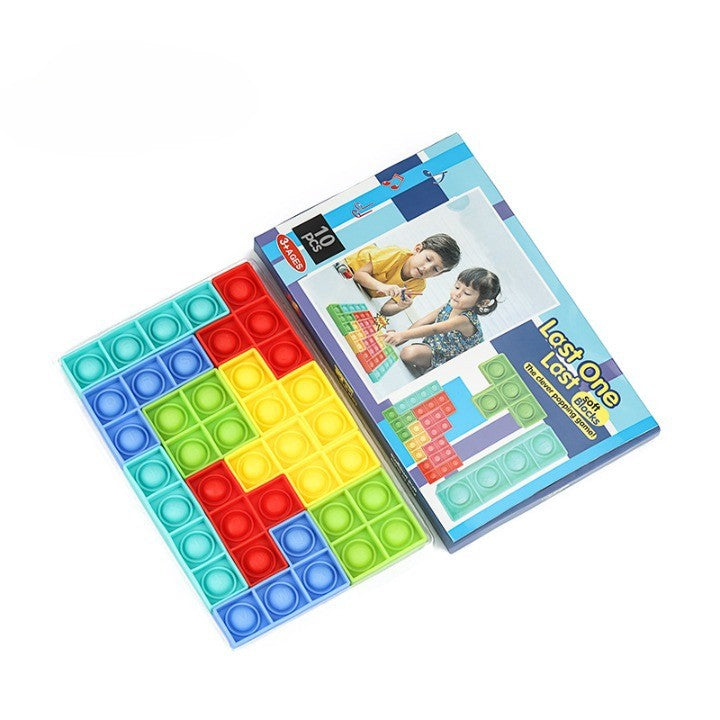 Jucarie antistres din silicon Vivimall, Pop it Now and Flip It , Puzzle Soft Blocks , 10 piese, Multicolor - vivimall.ro