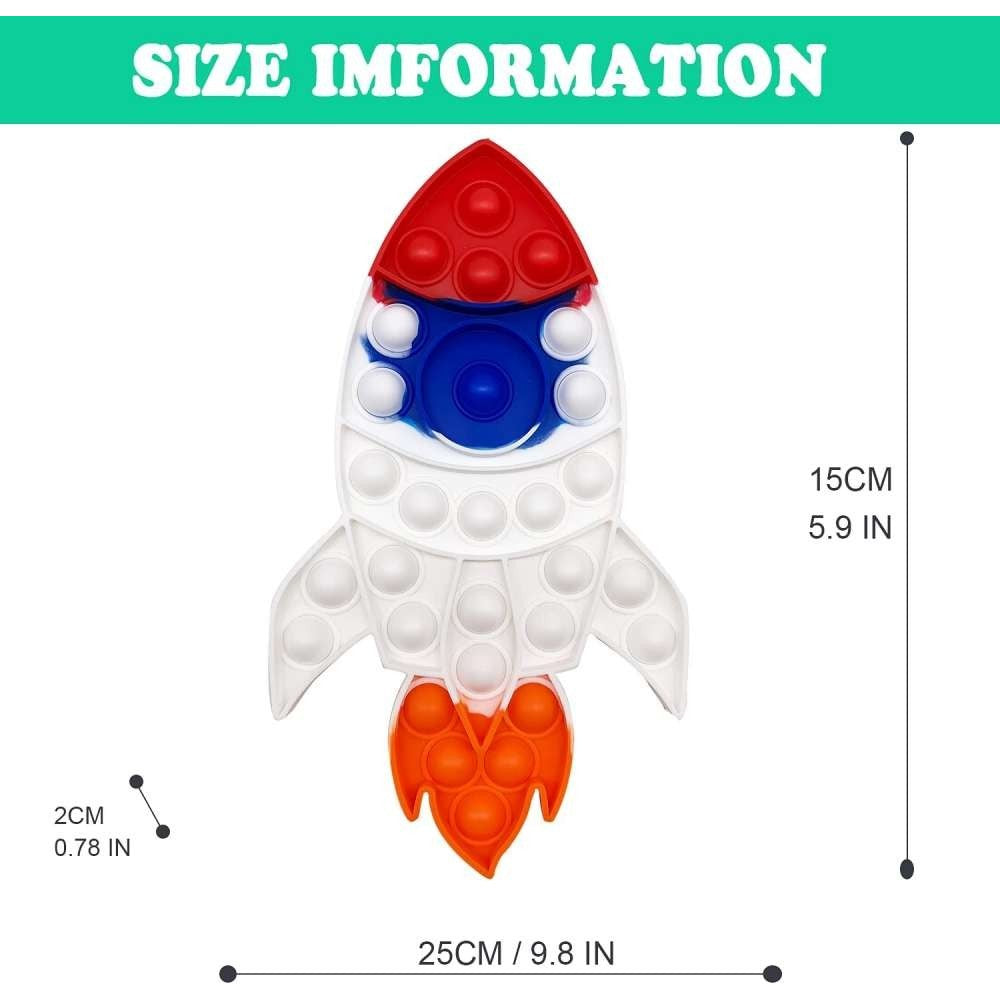 Jucarie antistres din silicon Vivimall, Pop it Now and Flip It ,Racheta ,Multicolor - vivimall.ro