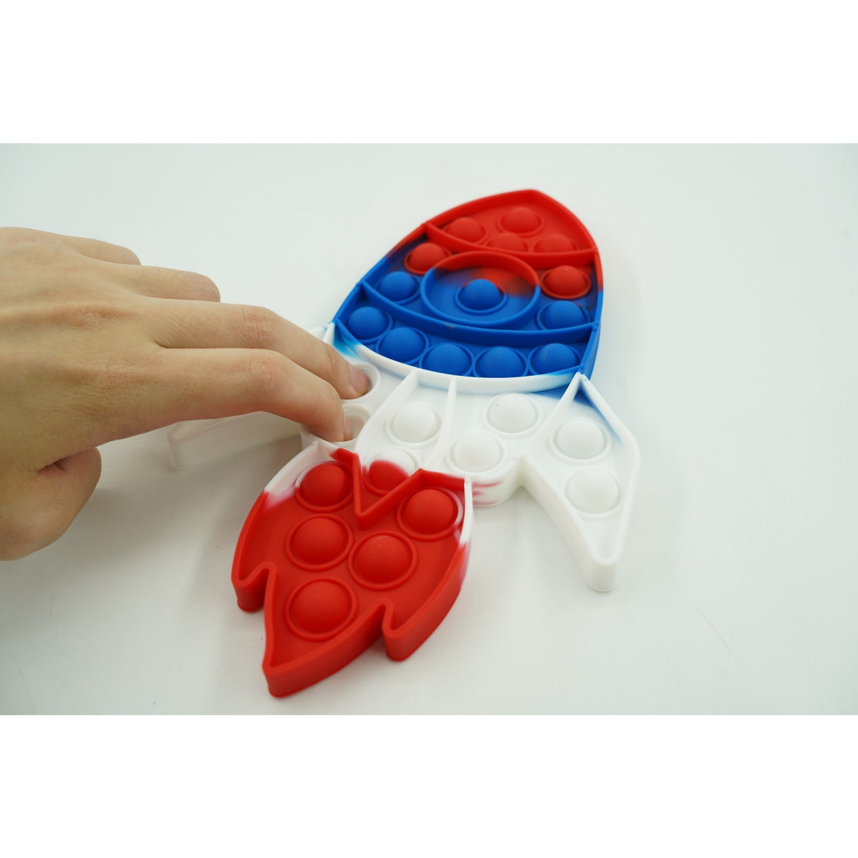 Jucarie antistres din silicon Vivimall, Pop it Now and Flip It ,Racheta ,Multicolor - vivimall.ro