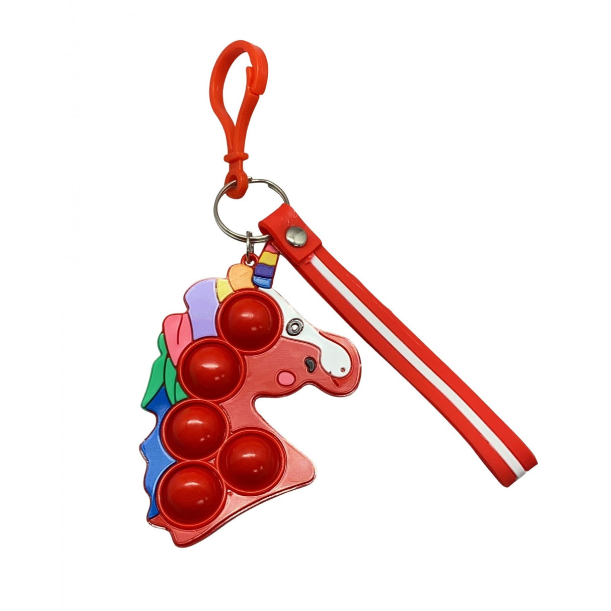 Jucarie antistres din silicon, Vivimall, Pop It Now and Flip It, Simple Dimple, Breloc, Unicorn, Rosu - vivimall.ro