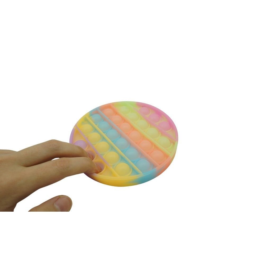 Jucarie antistres din silicon, Pop it Now and Flip It, Cerc, Fosforescent, Multicolor - vivimall.ro