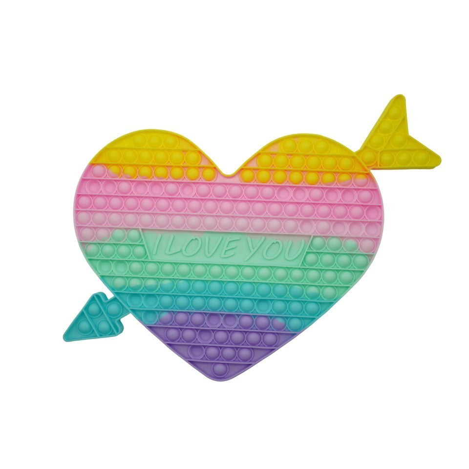 Jucarie antistres din silicon Pop it now, Inima, multicolor, urias, model 3 - vivimall.ro