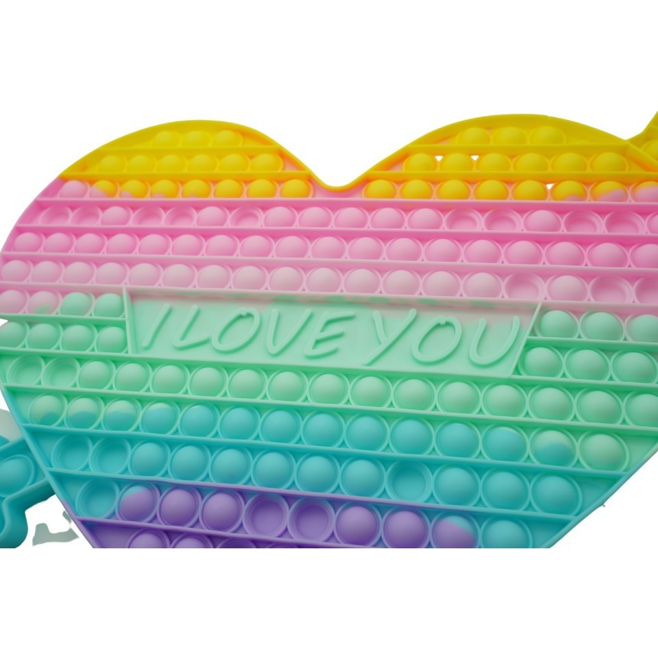 Jucarie antistres din silicon Pop it now, Inima, multicolor, urias, model 3 - vivimall.ro