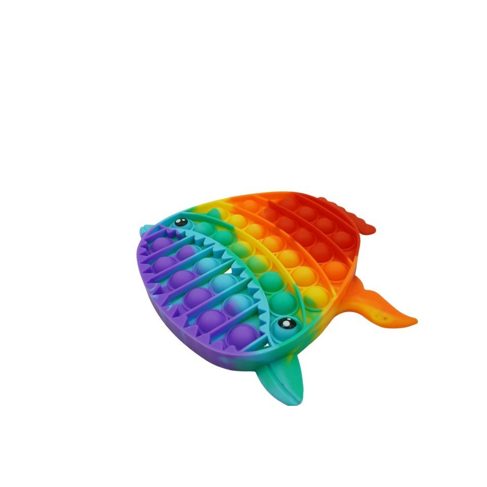 Jucarie antistres din silicon Pop it now, Rechin, 19 cm, Multicolor - vivimall.ro