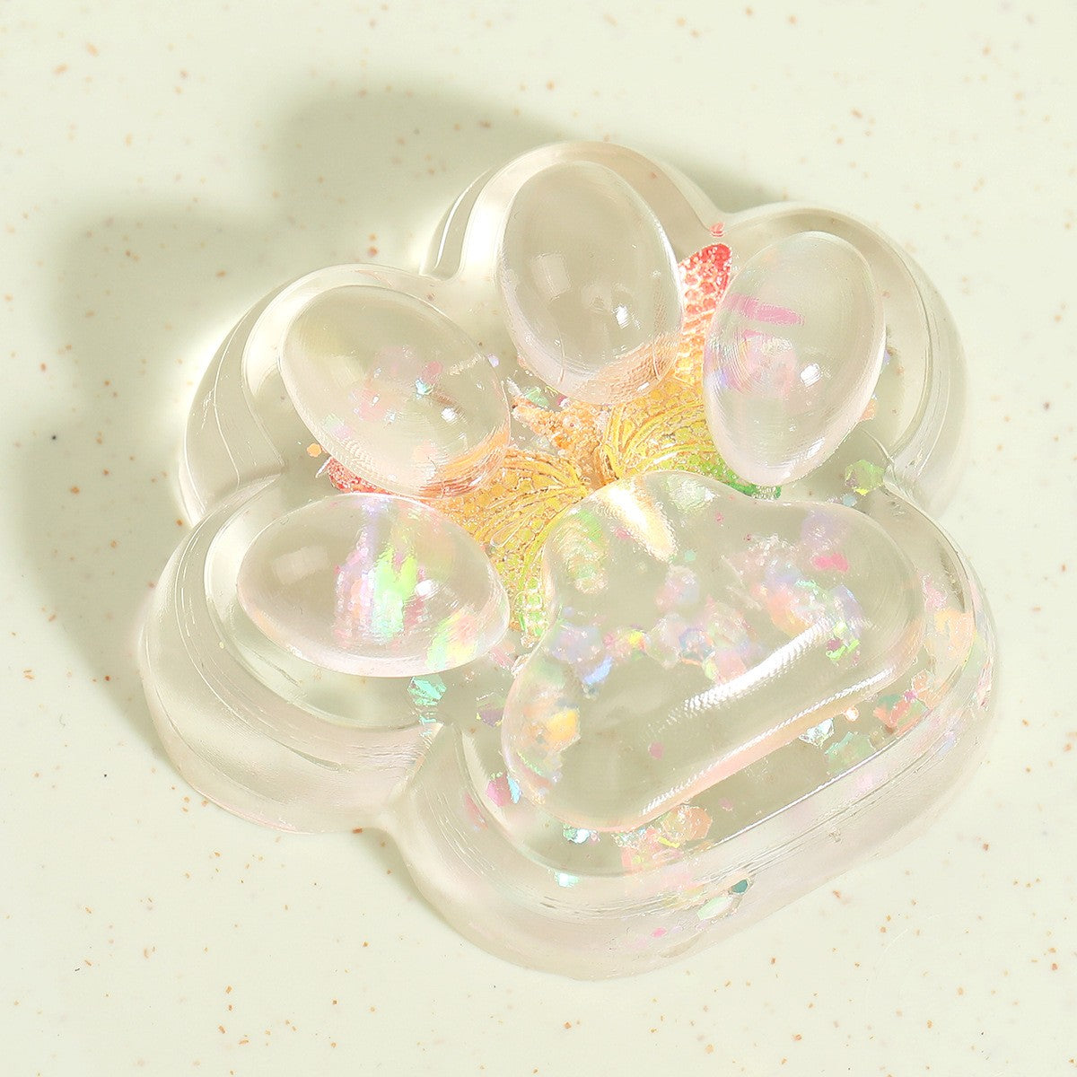 Jucarie Antistres Squishy, Flippy, Labuta de Pisica Pufoasa, cu Revenire Lenta, 7 x 6.5 cm, Model Fluturi, Multicolor - vivimall.ro