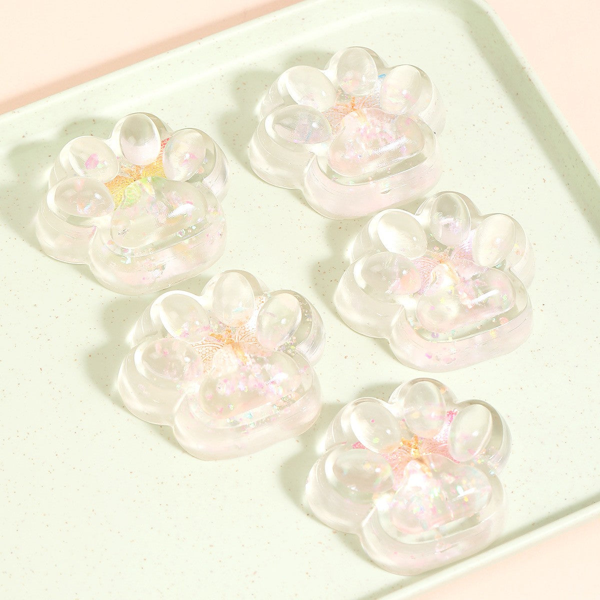 Jucarie Antistres Squishy, Flippy, Labuta de Pisica Pufoasa, cu Revenire Lenta, 7 x 6.5 cm, Model Fluturi, Multicolor - vivimall.ro