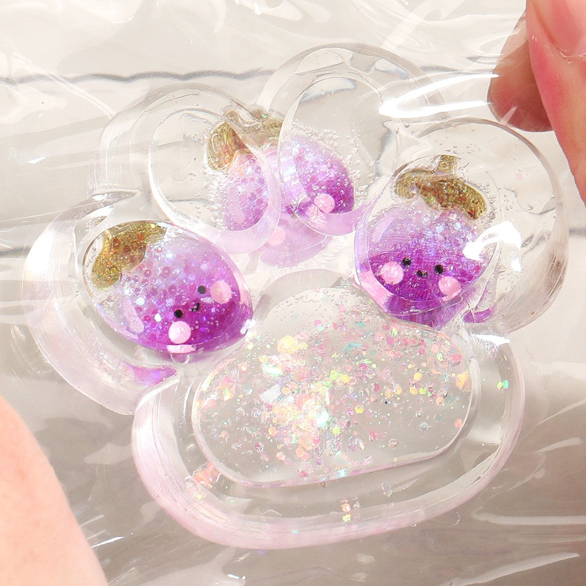 Jucarie Antistres Squishy, Flippy, Labuta de Pisica Pufoasa, cu Revenire Lenta, 7 x 6.5 cm, Model Ciuperca, Multicolor - vivimall.ro