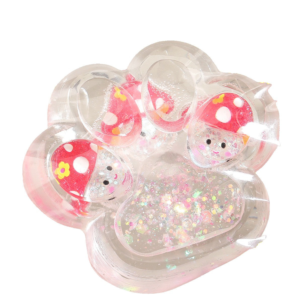 Jucarie Antistres Squishy, Flippy, Labuta de Pisica Pufoasa, cu Revenire Lenta, 7 x 6.5 cm, Model Ciuperca, Multicolor - vivimall.ro