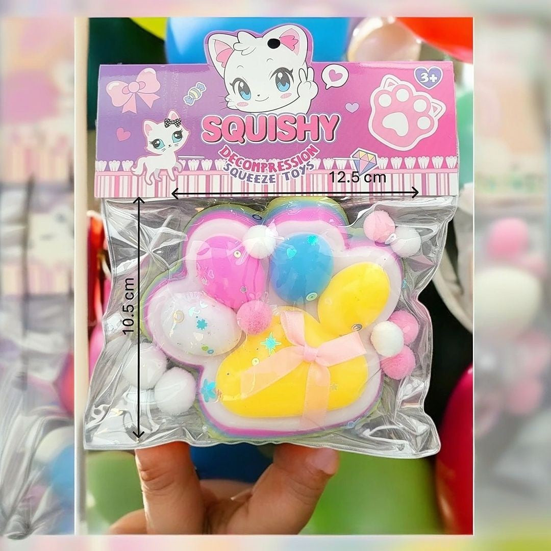 Jucarie Antistres Squishy, Vivimall, cu Revenire Lenta, Squeeze Pinch Family, Model Cat Paw, 12.5x10.5 cm, 220g, Ambalaj Transparent, Model 4, Multicolor - vivimall.ro