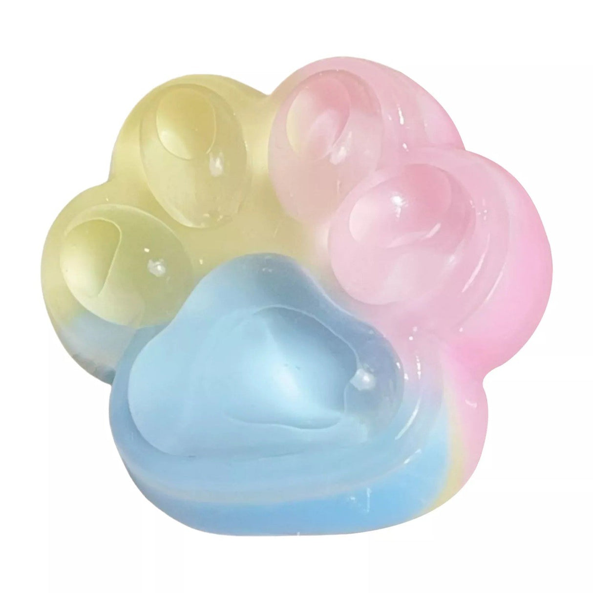 Jucarie Antistres Squishy, Vivimall, cu Revenire Lenta, Squeeze Pinch Family, Model Cat Paw, 6.5 x 6 cm, din Tpr, 4-6 Ani, Model Curcubeu, Multicolor cu Insertii - vivimall.ro
