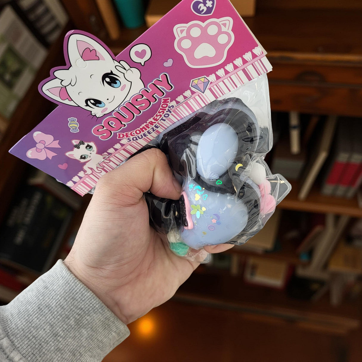 Jucarie Antistres Squishy, Vivimall, cu Revenire Lenta, Model Labuta de Pisica, 200g, 12.5 x 10.5 cm Squeeze Pinch Family, Ambalaj Transparent, Model 12 - vivimall.ro