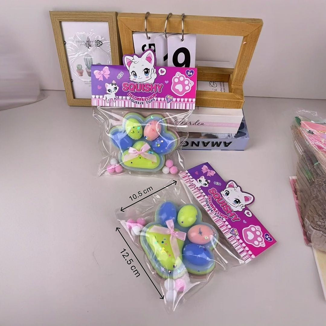 Jucarie Antistres Squishy, Vivimall, cu Revenire Lenta, Model Labuta de Pisica Pufoasa, 12.5x10.5 cm, 220g, Squeeze Pinch Family,-Multicolor Albastru - vivimall.ro