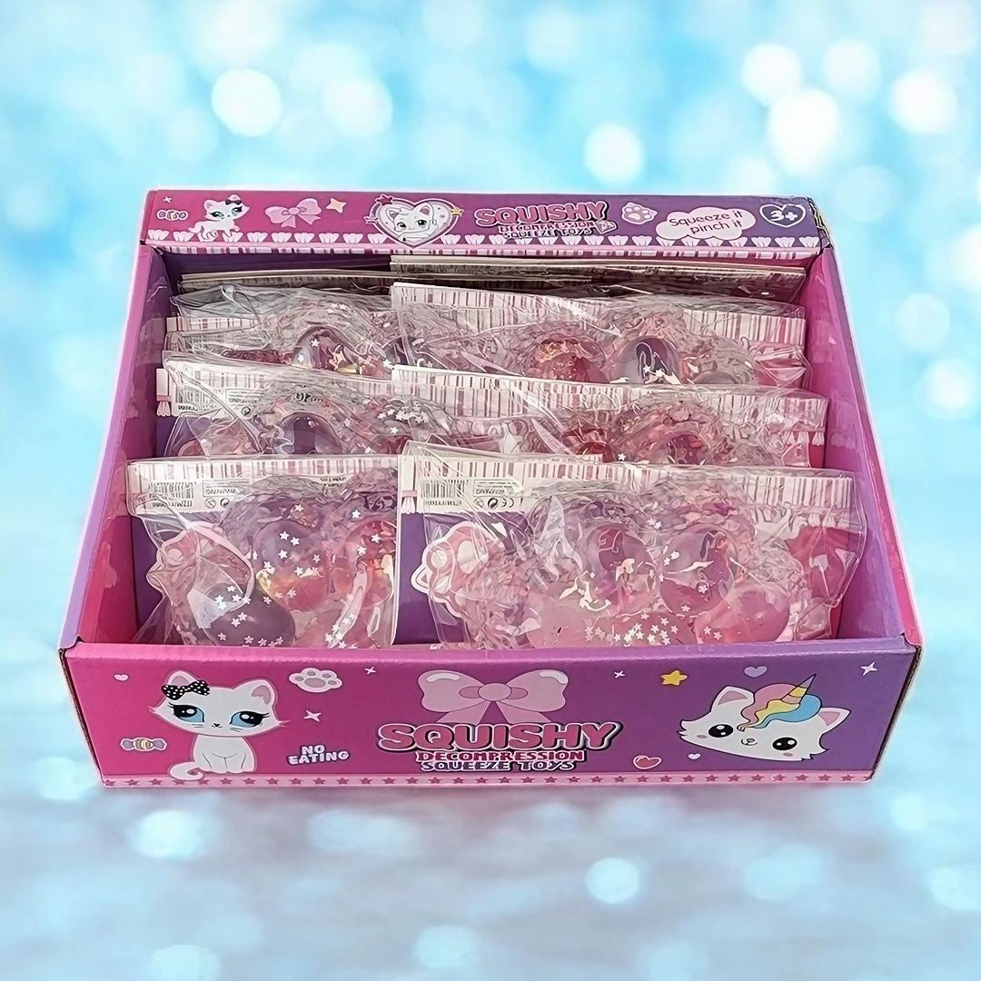 Jucarie Antistres Squishy, Vivimall, cu Revenire Lenta, Model Labuta de Pisica Pufoasa, 12.5x10.5 cm, 220g, Squeeze Pinch Family,-Roz transparent - vivimall.ro