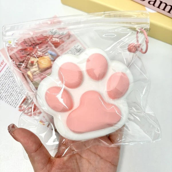 Jucarie Antistres Squishy, Vivimall, Revenire Lenta, Model Labuta de Pisica, Squishy, BIG, 12.5 x 10.5 cm, 220 g, Model 10, Alb Roz - vivimall.ro