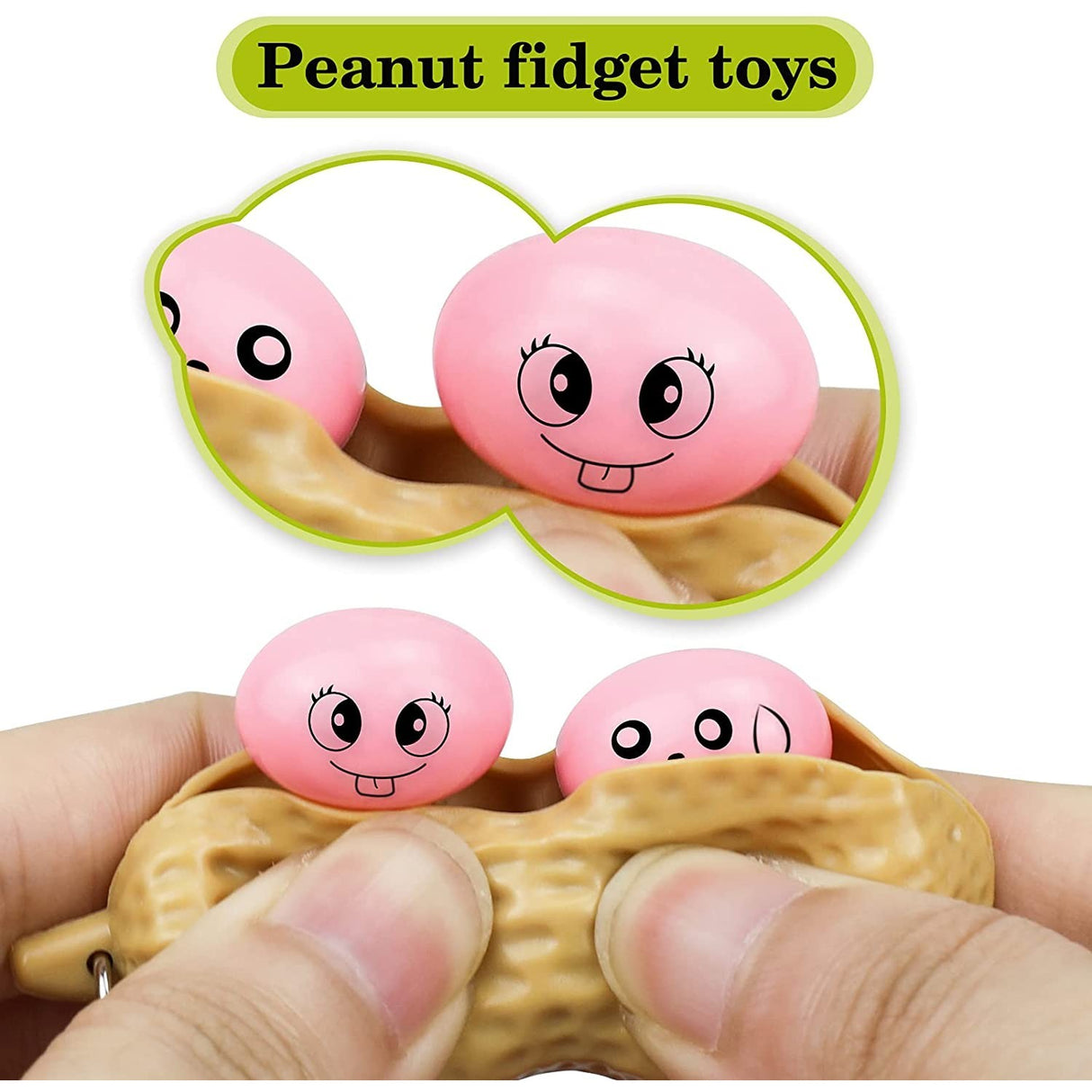Jucarie breloc aluna antistres, Peanut Fidget Toy, Crem - vivimall.ro