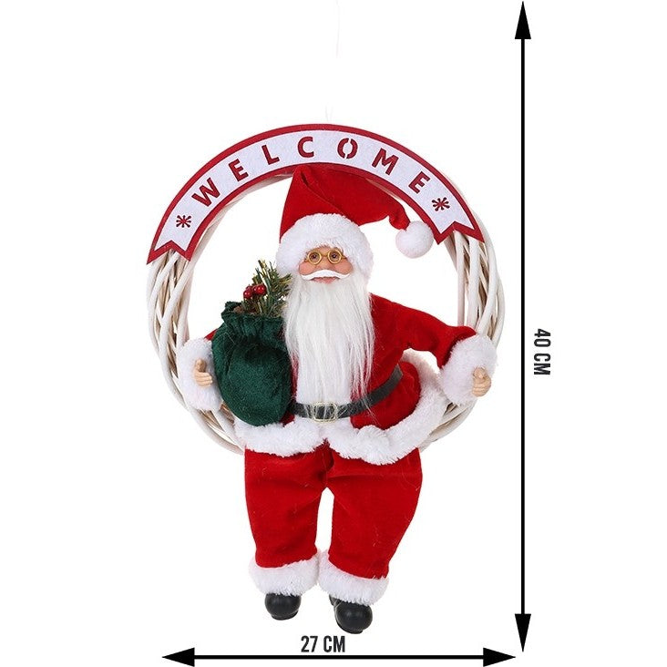 Jucarie decorativa, Vivimall, Mos Craciun, 40 cm x 27 cm, grosime 12 cm, lana, tesatura de plus, poliester, interior/exterior - vivimall.ro