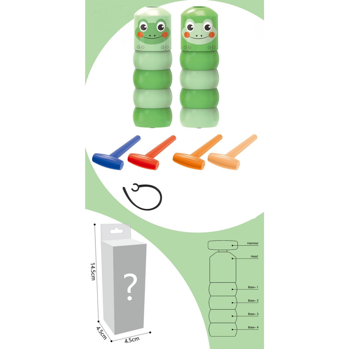 Jucarie Pentru Copii, Vivimall, Broaca Indestructibila, 6 Piese Demontabile, +3 Ani, Verde - vivimall.ro