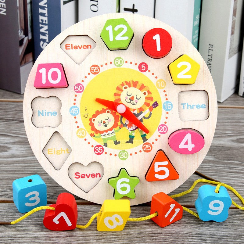 Set complet jucărie educativă Ceas Leu Montessori, 12 piese aranjate, dimensiune 17 cm