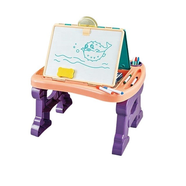 Jucarie educativa pentru copii 2 in 1, masa si tabla pentru desenat - vivimall.ro