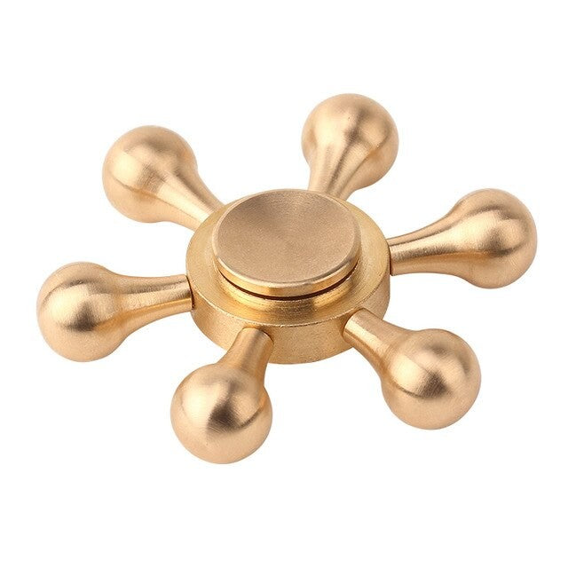 Jucarie Interactiva Antistres Fidget Spinner Hexagon Auriu - vivimall.ro