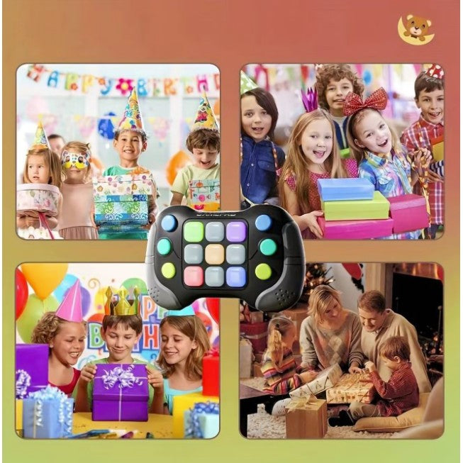 Jucarie Interactiva Vivimall, Tip Consola Pop It, 6 butoane functionale, 5 Moduri de Joc, 600 Niveluri, +3 ani, Gri/Negru - vivimall.ro