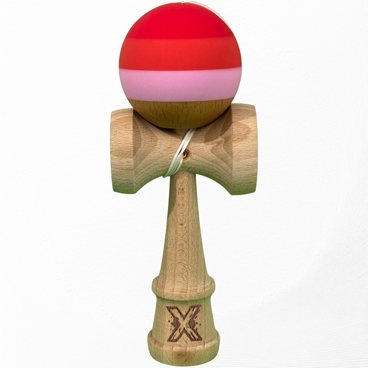 Jucarie Interactiva Kendama Profesionala, Vivimall, din Lemn, 18 x 7 x 6 cm, Joc de Indemanare pentru Copii si Adulti, Multicolor Rosu inchis Rosu Alb - vivimall.ro