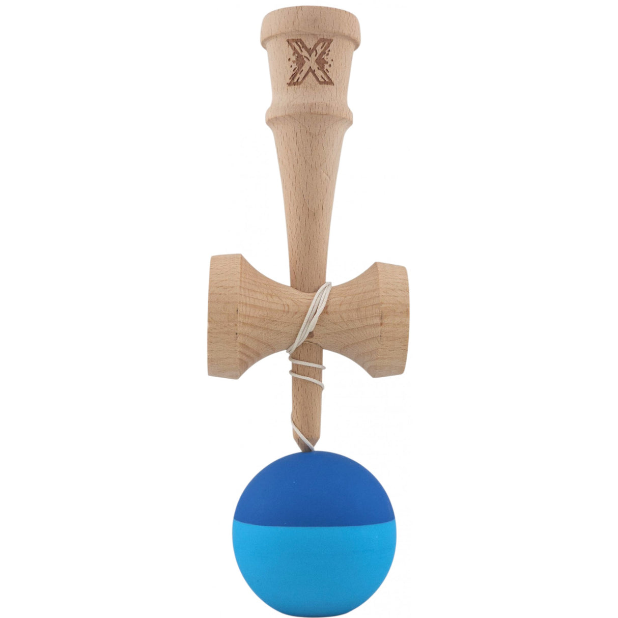 Kendama X Originala, Profesionala, Vivimall, din Lemn, Rubber Grip, 18 cm, Albastru/Bleu - vivimall.ro