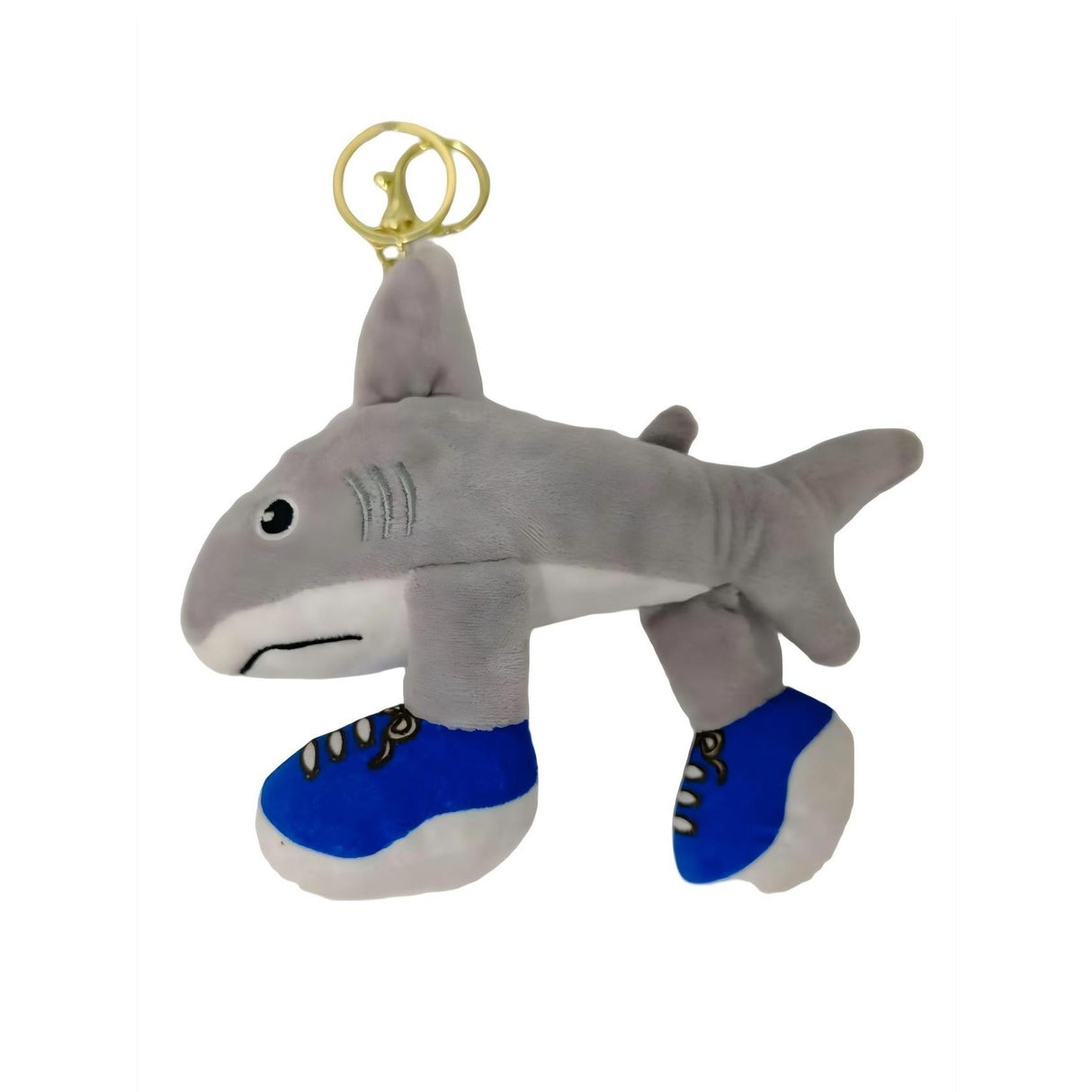 Jucarie Moale de Plus de Tip Breloc, Flippy, Model Italian Brainrot Rechinul cu Picioare Tralalero Tralala, 18 x 14 cm, Gri - vivimall.ro