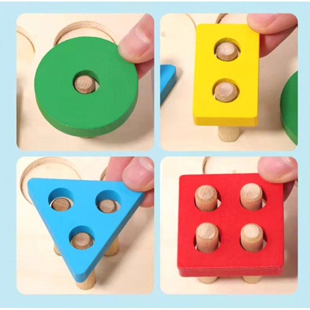 Jucarie Montesorii de Sortat si Pescuit, Vivimall, din Lemn, +3 Ani, cu Magnet, Model Forme Geometrice, Pestisori si Albinute, 22.5 x 13 x 5.3 cm, Multicolor - vivimall.ro