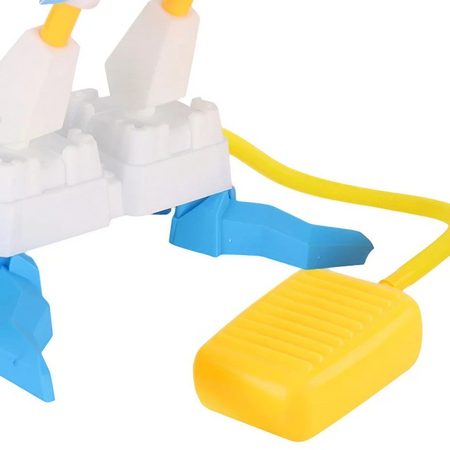 Jucarie pentru Copii, Vivimall, Lansator de Rachete cu Piciorul, Doua Lansatoare, 6 Rachete Fara Lumini, 33x25x27 cm, Galben-Albastru - vivimall.ro