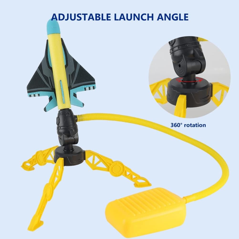 Jucarie pentru Copii, Vivimall, Lansator de Rachete cu Piciorul, Un Lansator, 3 Rachete Fara Lumini, 3 Aircrafts, 42x36 cm, Multicolor - vivimall.ro