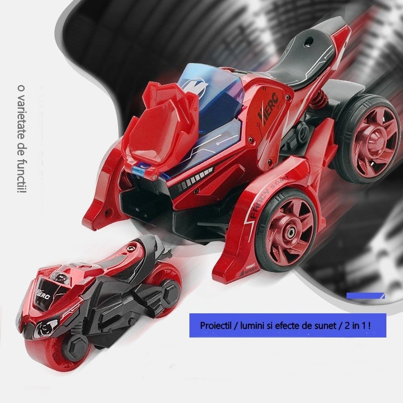 Jucarie pentru copii, masina cu extensie de motocicleta, 2 in 1, rosie - vivimall.ro