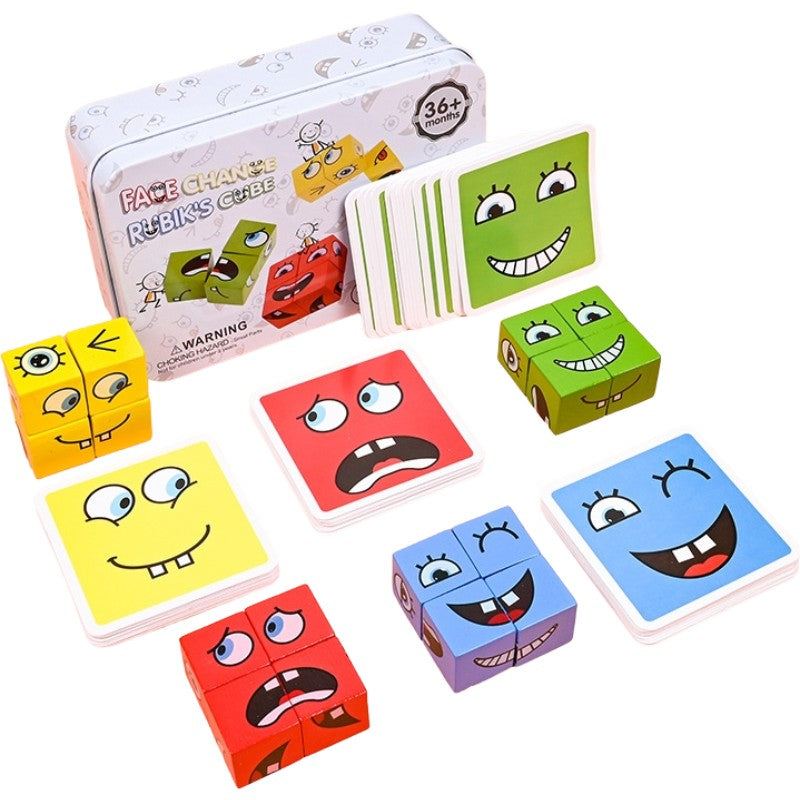 Jucarie Pentru Copii Montessori Vivimall, Cub din Lemn, Asamblare Fete, 64 de Carti Distractive, pentru Baieti si Fete, Varsta +3 ani, Educativ, Cutie din Aluminiu, 13.5 x 4 x 9 cm, multicolor - vivimall.ro