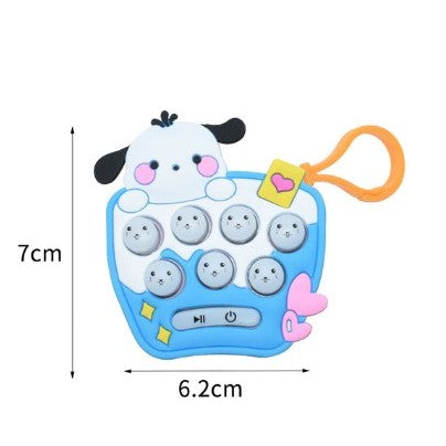 Jucarie pentru copii portabila Vivimall, joc Gopher, cu lumini si muzica, tip breloc, model catelus, material silicon si ABS, bleu - vivimall.ro