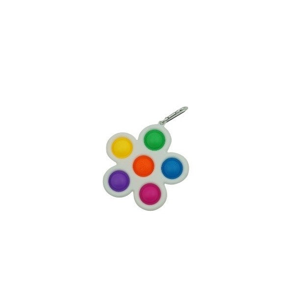 Jucarie Push Pop Bubble Fidget, Pop It, breloc antistres, Floare, Multicolor/Alb - vivimall.ro