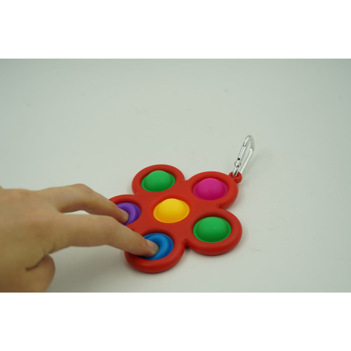 Jucarie Push Pop Bubble Fidget, Pop It, breloc antistres, Floare, Multicolor/Rosu - vivimall.ro