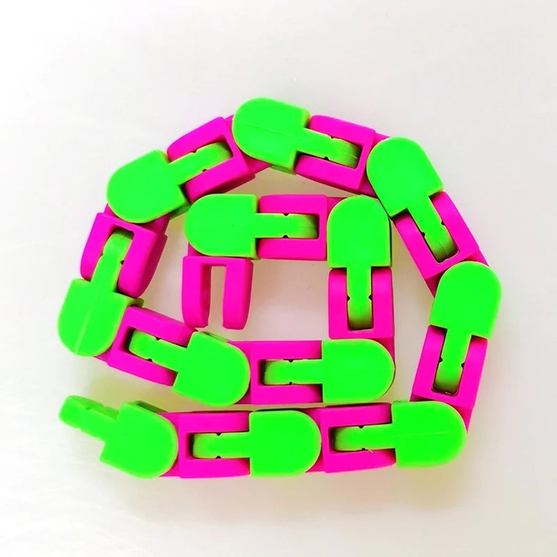 Jucarie Senzoriala Antistres, Vivimall, Fidget Toys, Puzzle de Imbinat Tip Sarpe, 24 Piese, +3 Ani, Verde/Mov - vivimall.ro