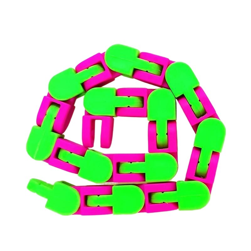 Jucarie Senzoriala Antistres, Vivimall, Fidget Toys, Puzzle de Imbinat Tip Sarpe, 24 Piese, +3 Ani, Verde/Mov - vivimall.ro