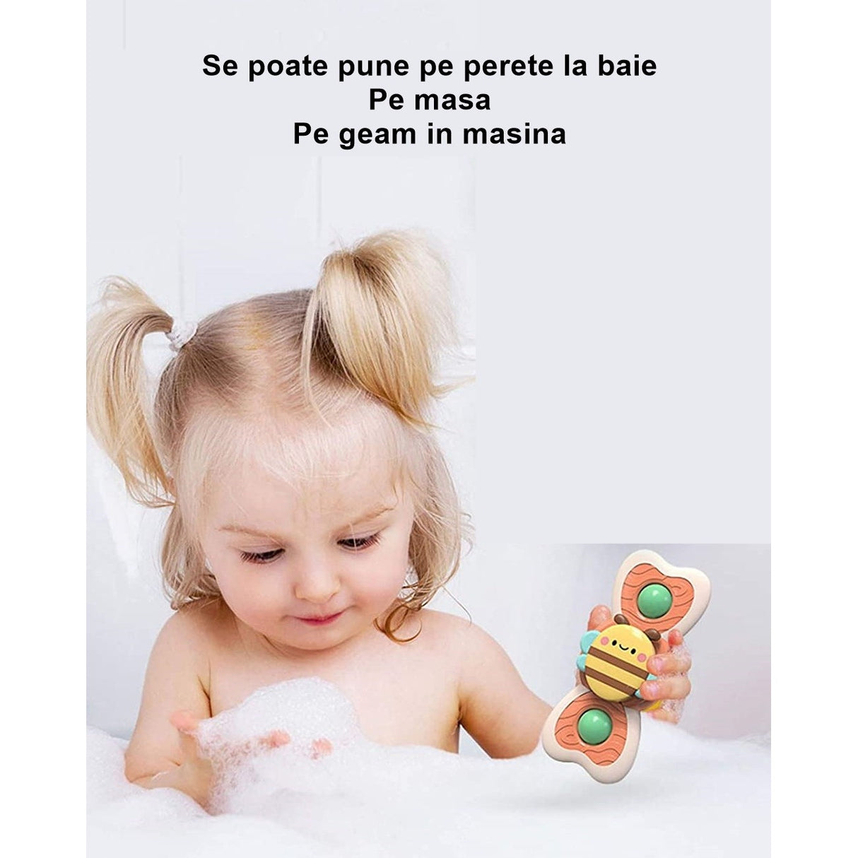 Jucarie Spinner pentru copii cu 2 laturi, Spinimals Premium Albina, Portocaliu - vivimall.ro