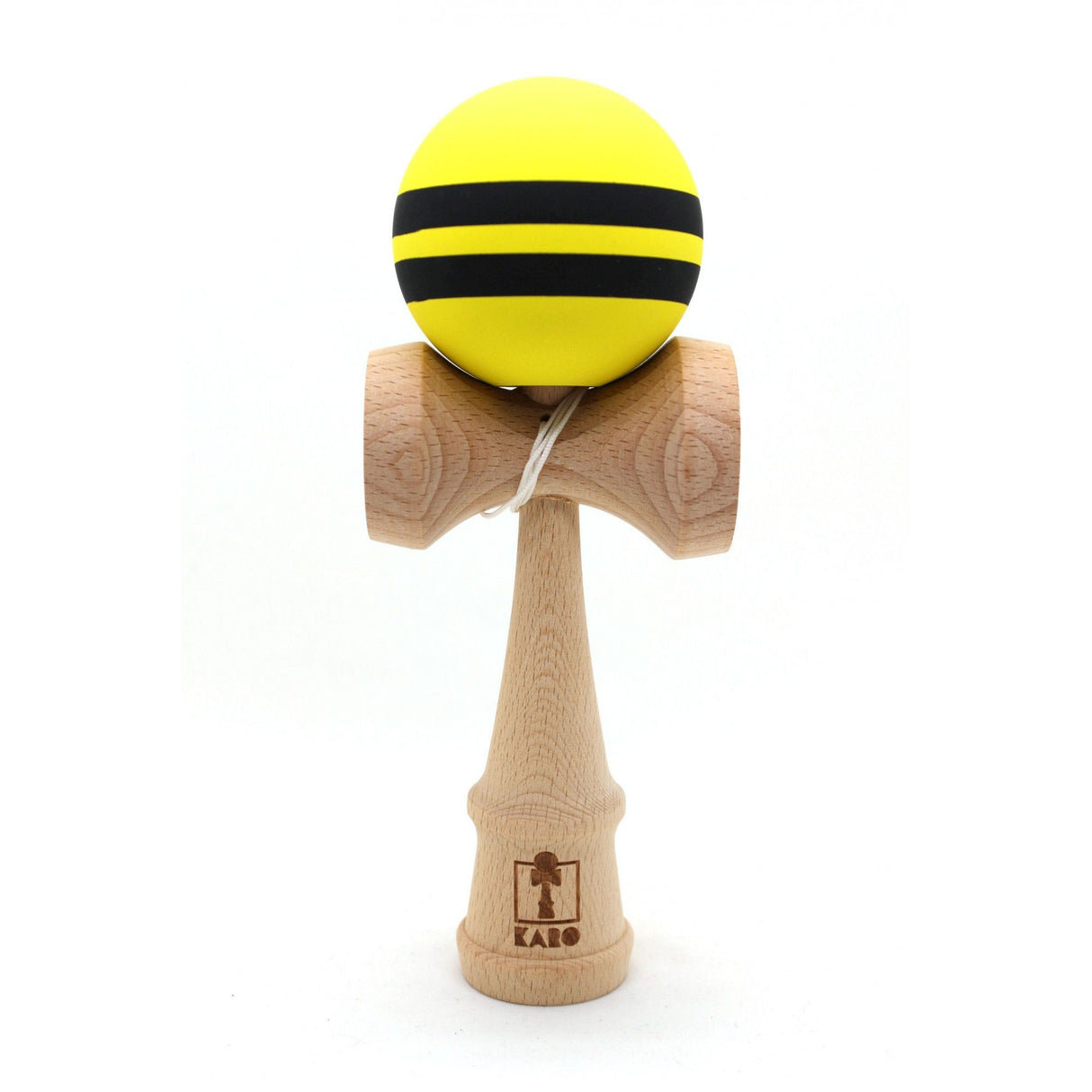 Kendama Karo Grip Rubber Stripe Lemn Fag Galben Negru - vivimall.ro